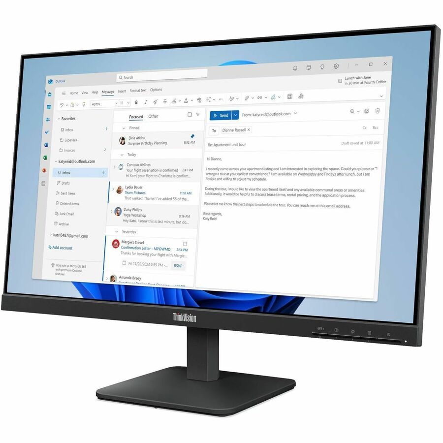 Lenovo ThinkVision S24-4e 23.8-inch Full HD IPS Monitor with Adjustable Stand and VESA Mount
