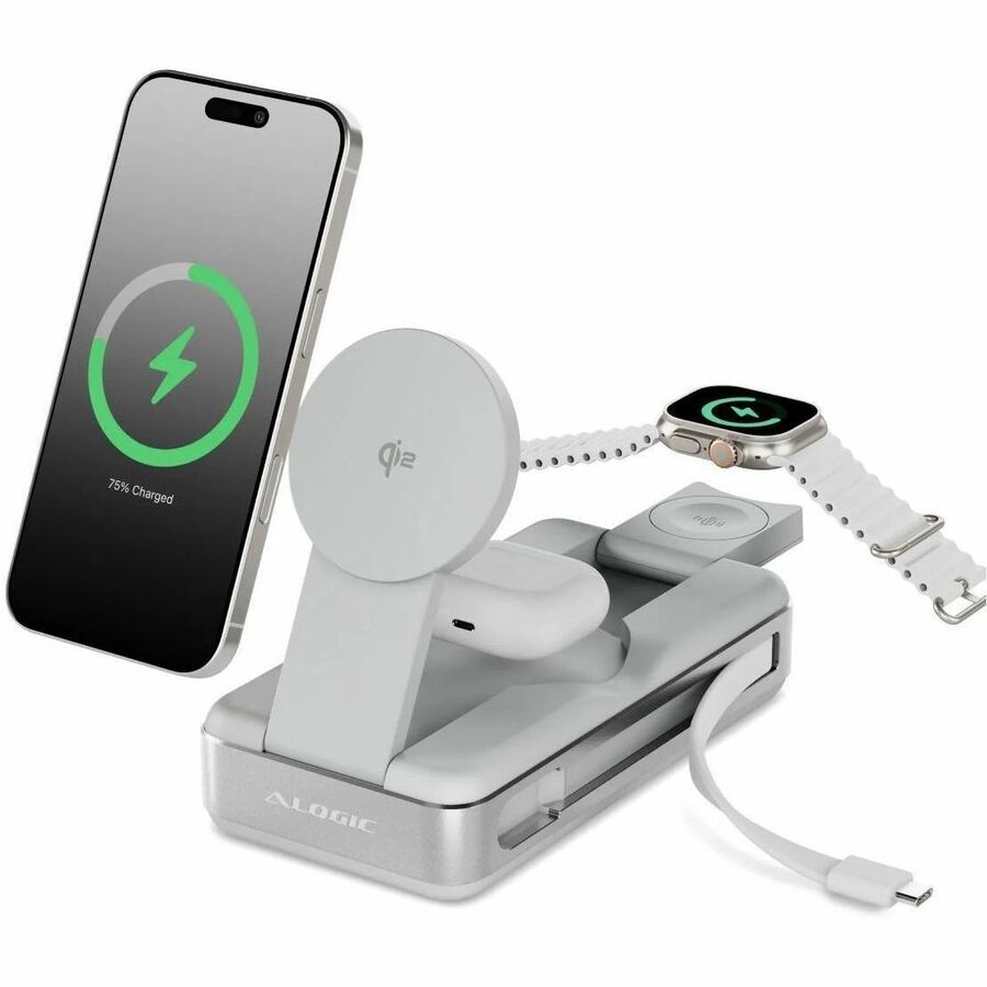 ALOGIC Roam 21,000mAh 6-in-1 Power Bank with 100W USB-C and Qi2 Wireless Charging, R21KWCPB100WGR