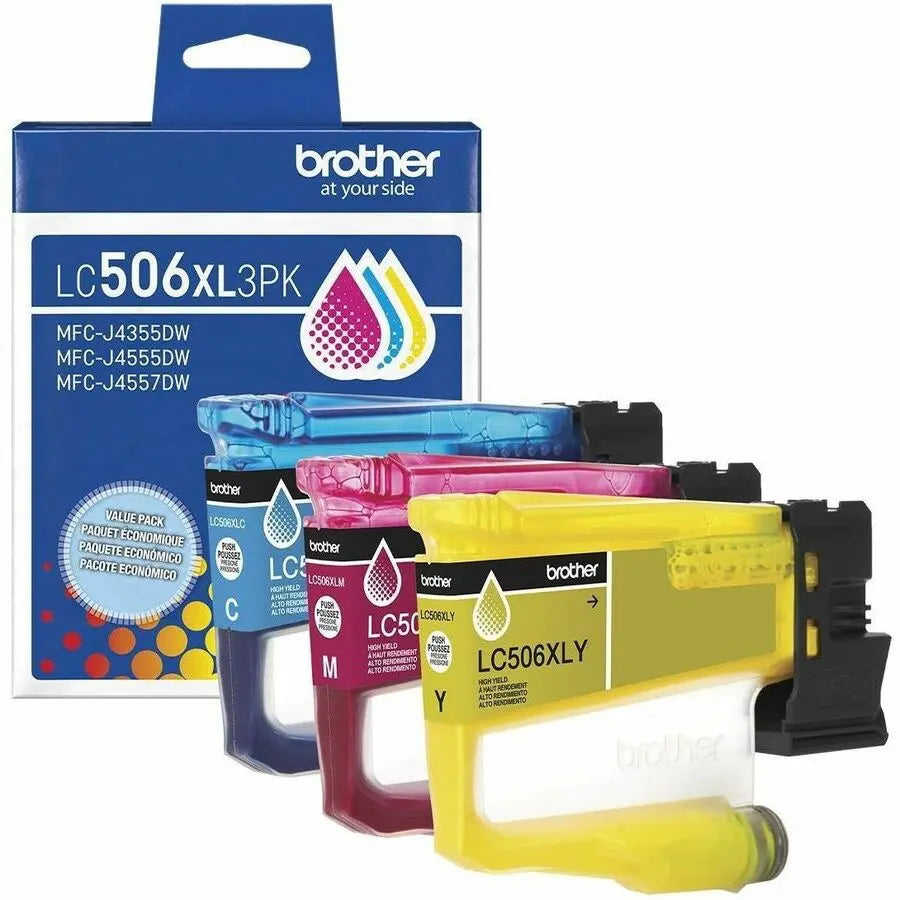 Brother Genuine LC506XL 3-Pack High-Yield Cyan, Magenta, and Yellow Ink Cartridges for Brother INKvestment Series Printers