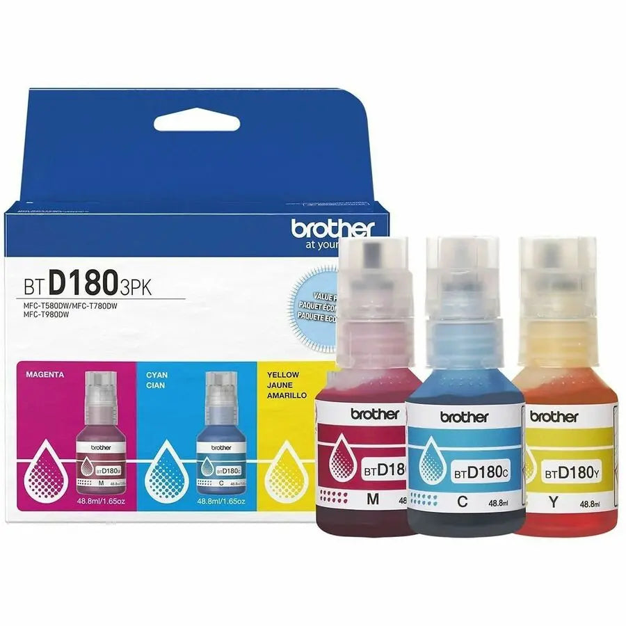 Brother Genuine BTD1803PK 3-Pack High Yield Ink Bottles for Brother INKvestment Tank Printers