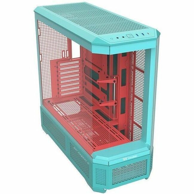 Thermaltake View 600 TG Mint Strawberry Full Tower Gaming PC Case with Tempered Glass Panels and Customizable LCD Display