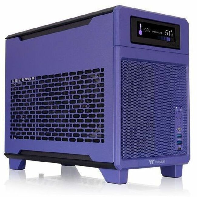 Thermaltake TR100 Future Dusk Mini Tower Chassis – Compact Gaming & Media PC Case with Dual Chambers and Customizable LCD Display