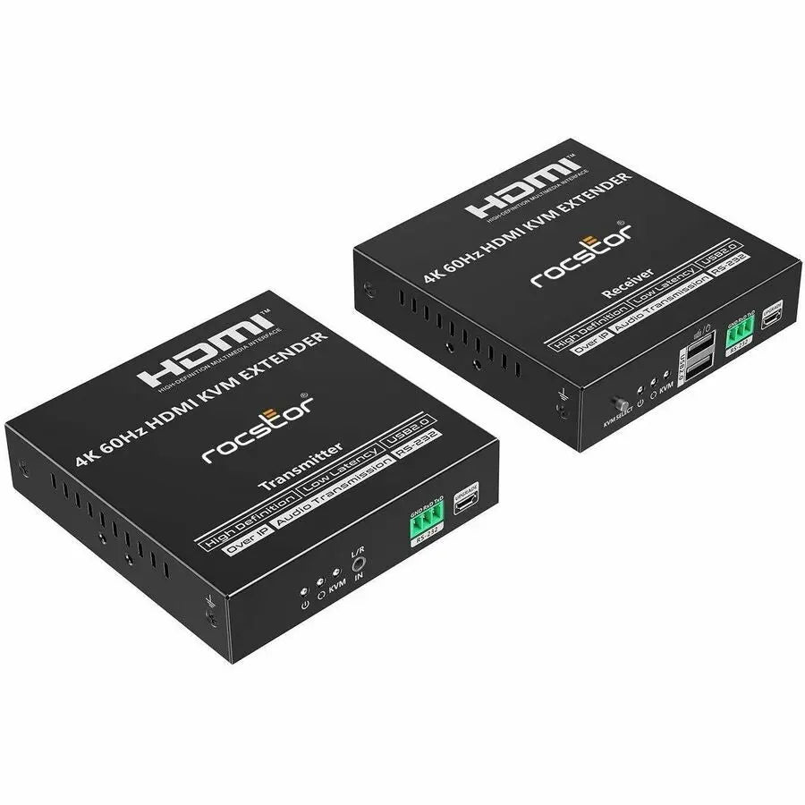 Rocstor TrueReach TR20 HDMI KVM Extender Transmitter/Receiver for 4K UHD Video and USB Support