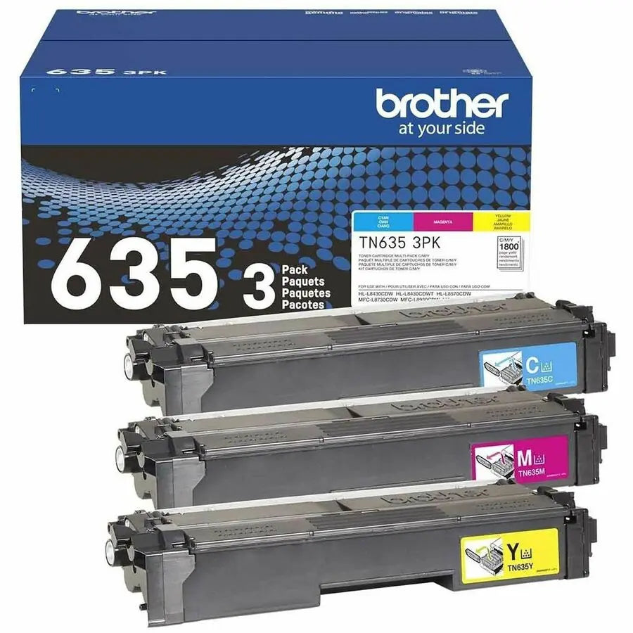 Brother TN635 Original 3-Pack Standard Yield Cyan, Magenta, Yellow Laser Toner Cartridges for Brother Color Laser Printers