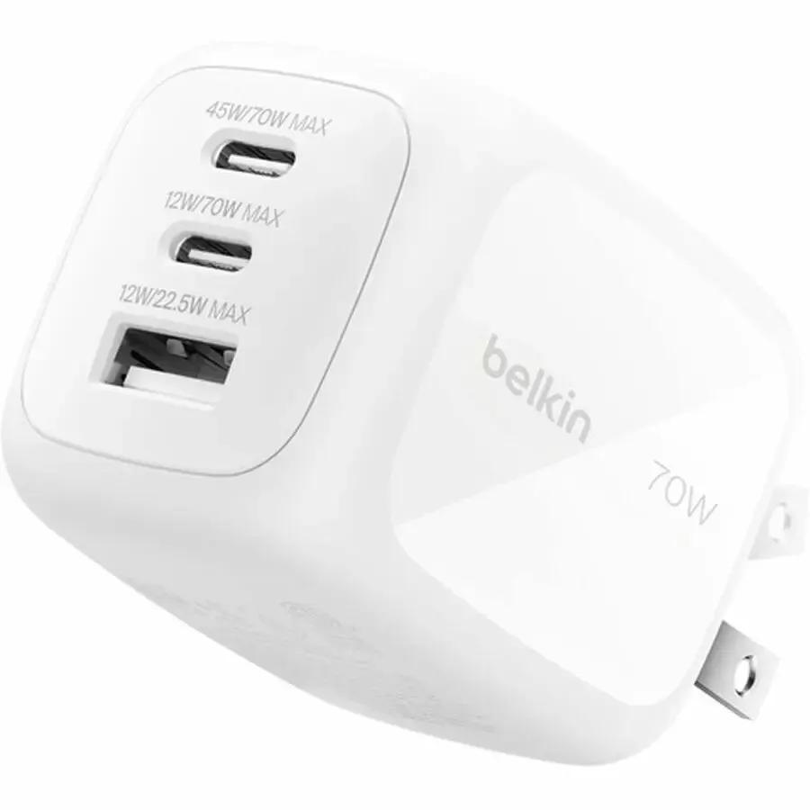 Belkin BoostCharge Pro 70W GaN 3-Port Wall Charger with Foldable Prongs by Belkin International, Inc