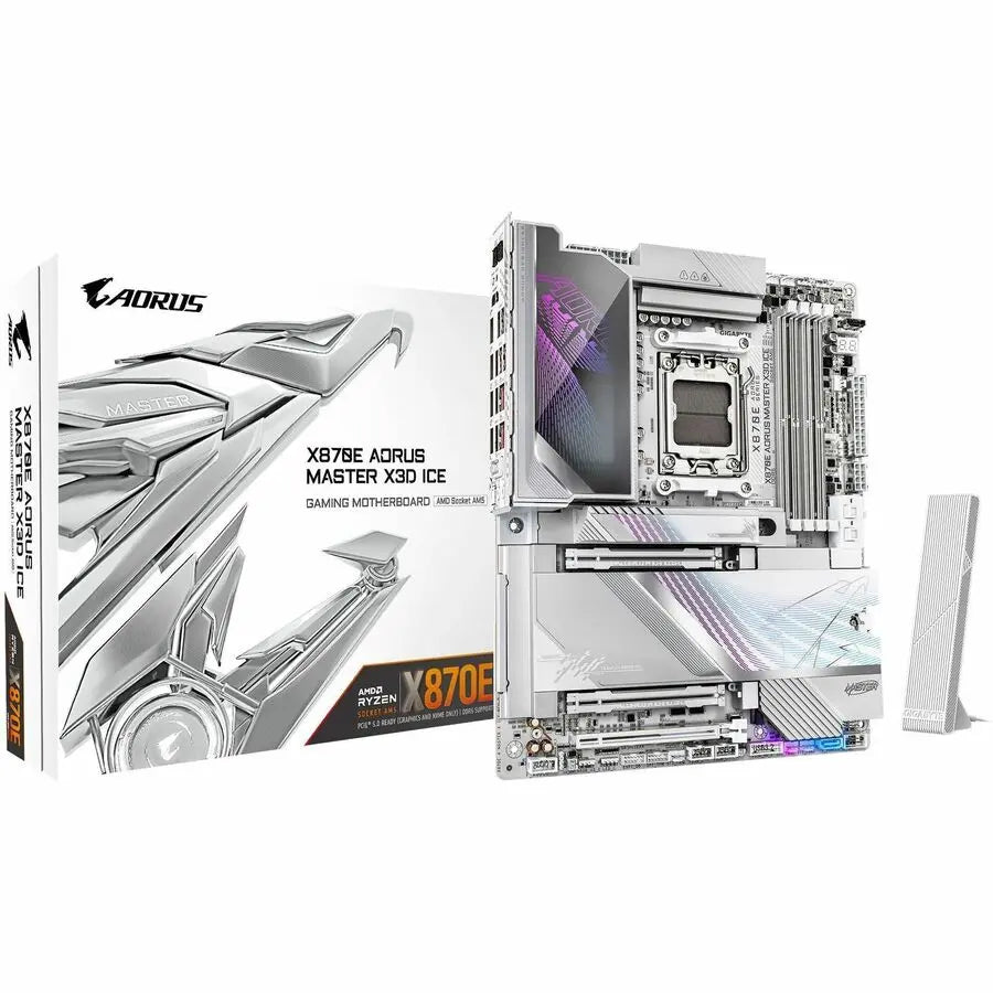 GIGABYTE X870E AORUS MASTER X3D ICE Gaming Motherboard with AMD Socket AM5 and DDR5 Support