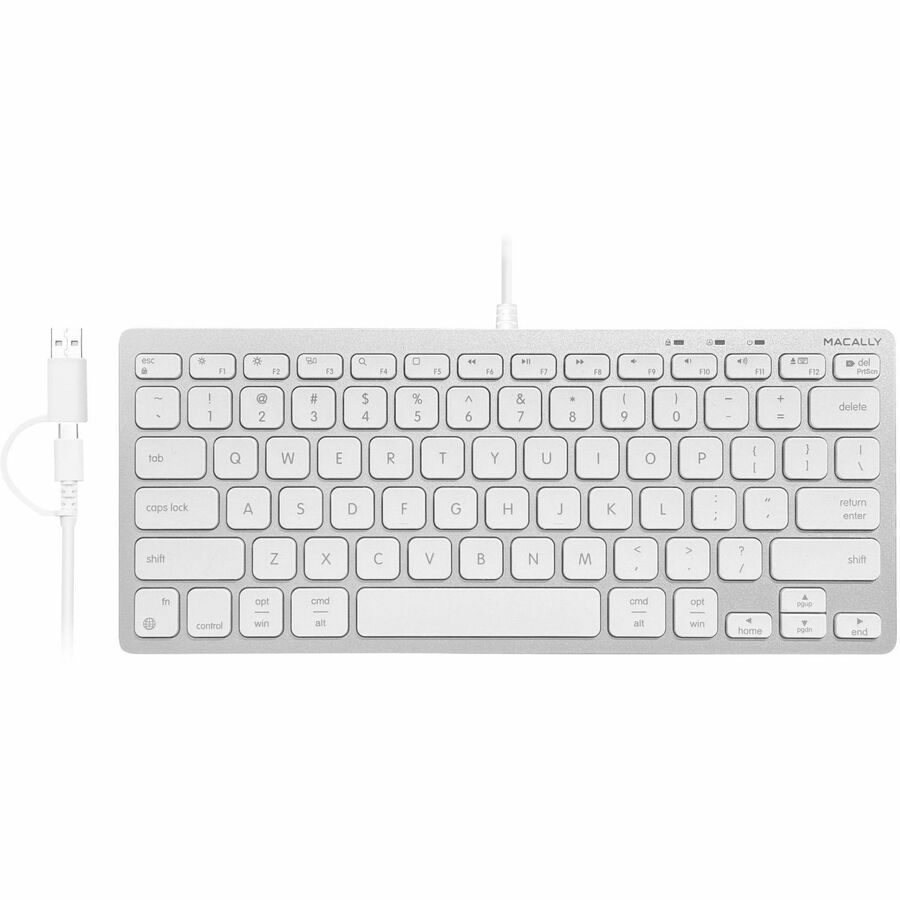 Macally Compact Mac Keyboard with Dual Plug - Space Gray, 78-Key Layout, MacOS Compatible