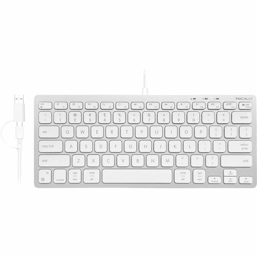 Macally Compact Mac Keyboard with Dual USB-C and USB-A Connectors - 78-Key Layout with Mac Shortcuts