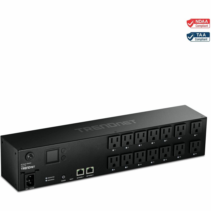 TRENDnet TPI-L14 14-Outlet Managed 2U Rackmount Switched Power Distribution Unit