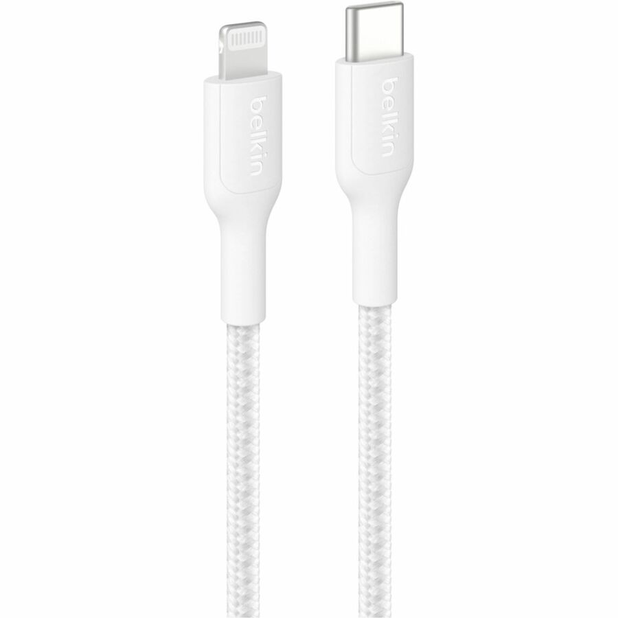 Belkin BoostCharge Pro USB-C Braided Cable with Lightning Connector, 3.3ft, White