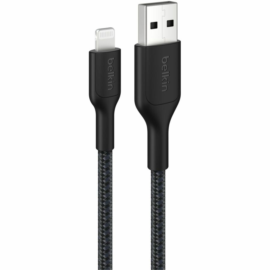 Belkin BoostCharge Pro Braided USB-A to Lightning Cable, 6.6 ft, Black, CAA020FQ2MBK