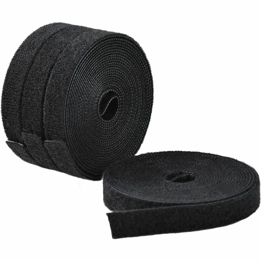 StarTech.com 4-Pack 15 ft Hook-and-Loop Cable Tie Rolls – Reusable, Adjustable, Black Cable Management Solution
