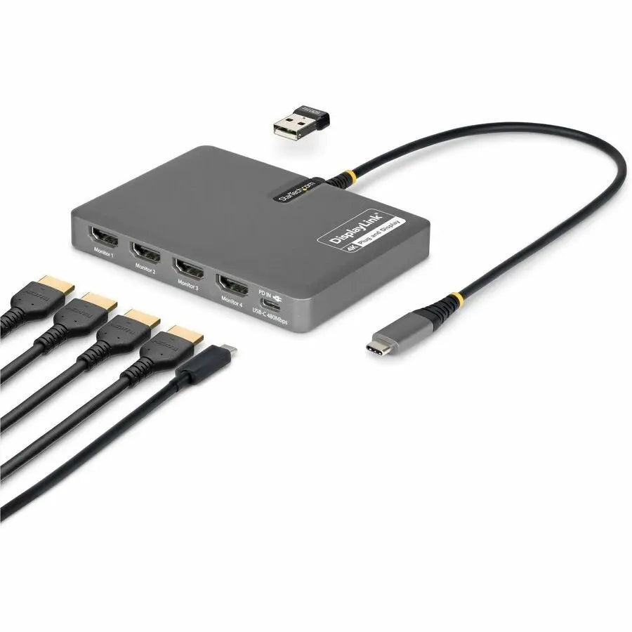 StarTech.com Quad USB-C HDMI Docking Station with 4K Video and 140W Power Delivery
