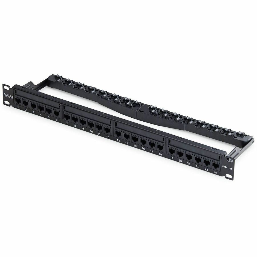 StarTech.com 24 Port 1U Feed-Through Patch Panel with RJ45 Couplers for Rack Mount Networks
