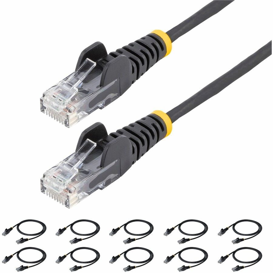 StarTech.com N6PAT6INBKS10PK 6-Inch Slim Cat6 Patch Cable, Black, 10-Pack