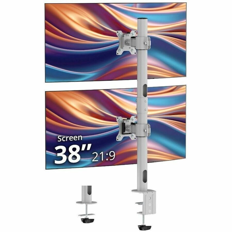 SIIG Dual 38-Inch Stack Monitor Pole Mount - Gray for 13-38" Screens up to 26.5 lbs