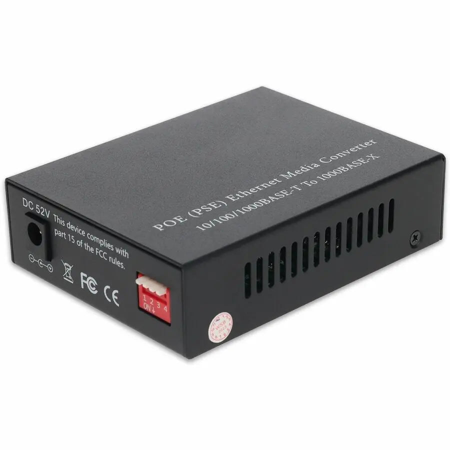 AddOn 10/100/1000Base-TX (RJ-45) x2 to Open SFP Port PoE+ Media Converter - Supports 30W Power Output