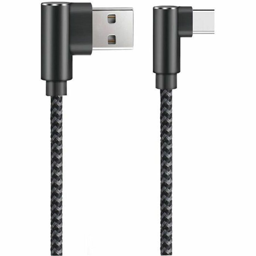 4XEM 4XUSBACRA1B 1ft USB-A to USB-C Right-Angle Braided Cable