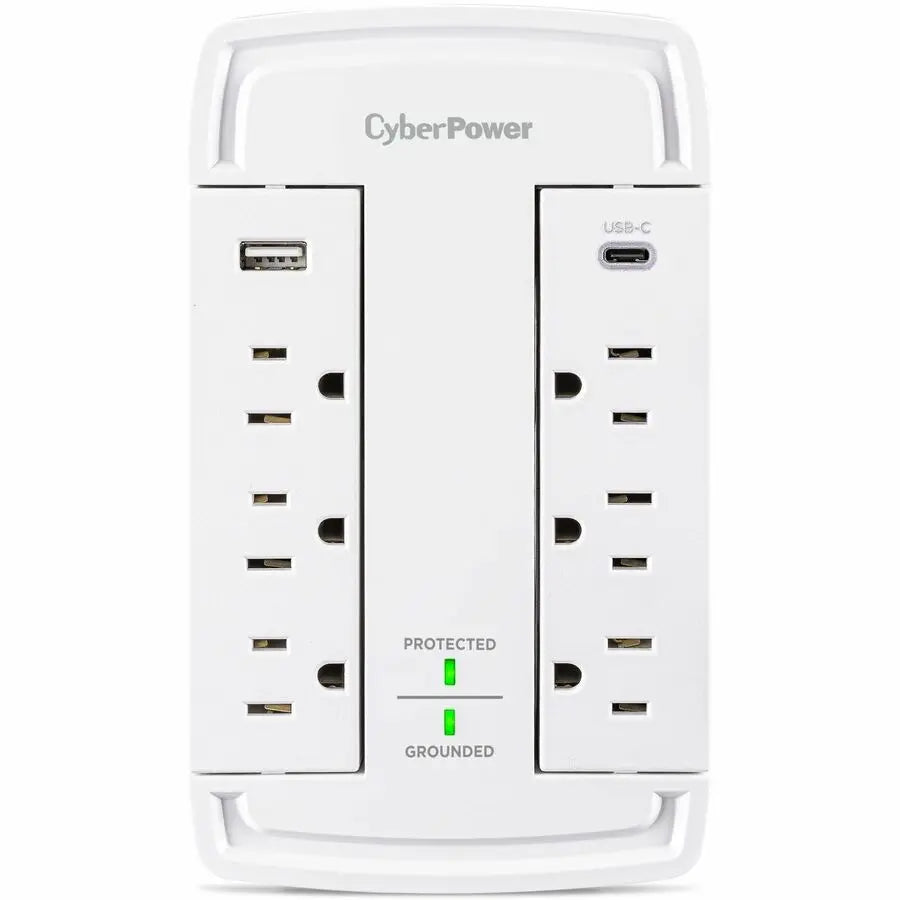 CyberPower CSP6WSUC Wall Tap Surge Protector with USB Charging and 2400 Joules Surge Suppression