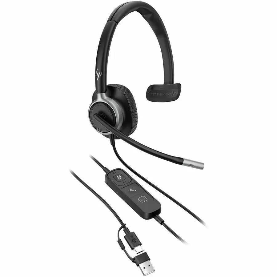Poly Mission 615 Monaural USB Wired Headset - Comfortable Over-Ear Design with Noise Cancellation and AI Noise Reduction