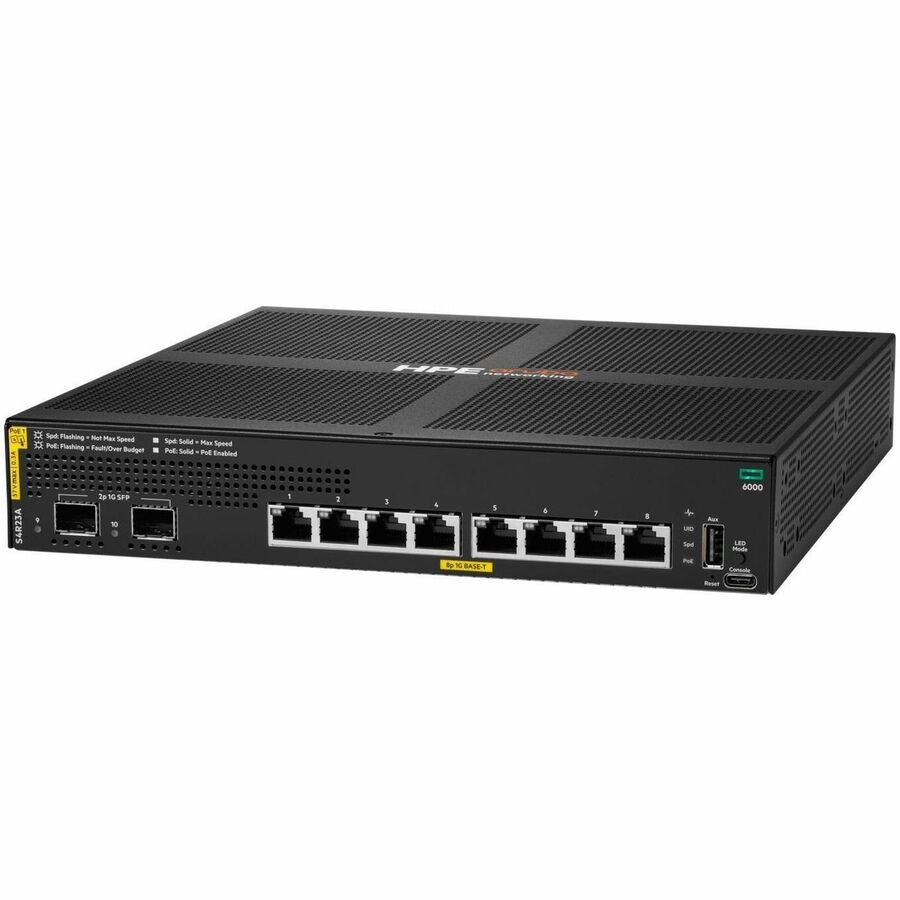 Aruba CX 6000 8-Port Gigabit PoE+ Managed Switch with 2 SFP Uplinks, 67W PoE Budget, S4R23A#ABA