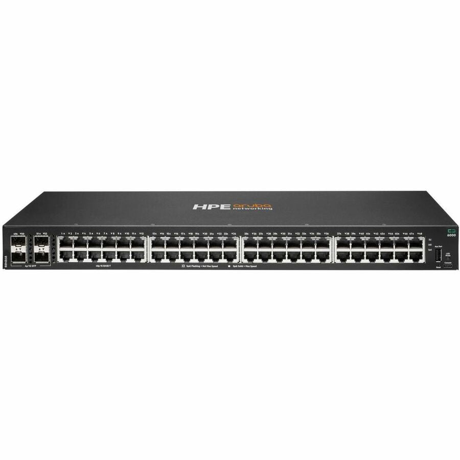 HPE Aruba CX 6000 Series 48-Port Gigabit Ethernet Switch with 4 SFP Uplinks and PoE - R8N86B#ABA