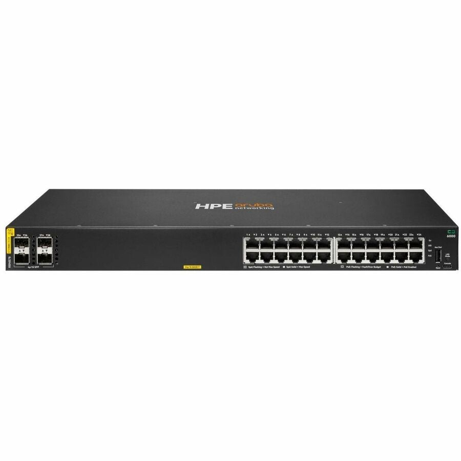 Hewlett Packard Enterprise Aruba CX 6000 24p Ethernet Switch with 24 Gigabit Ports and 370W PoE