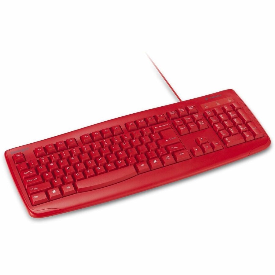 Kensington Pro Fit Wired Washable Keyboard - Red | Full-Size Spill-Proof Keyboard for Clean and Reliable Workspaces