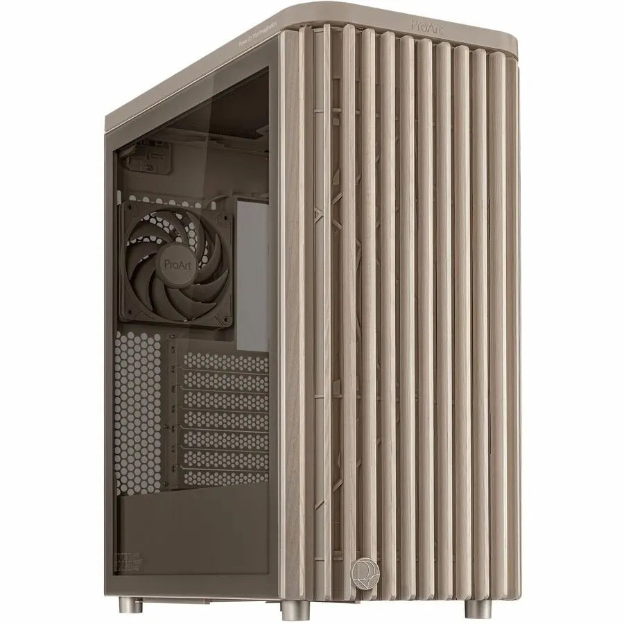 Asus ProArt PA401 Wood Edition Beige Mid-Tower Computer Case with Tempered Glass Panel