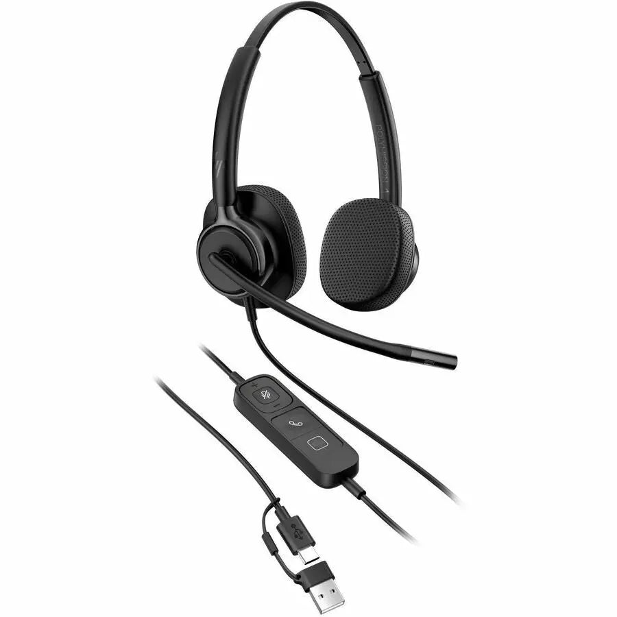 Poly Mission 425 Stereo USB Wired Headset – Comfortable Noise-Canceling Over-the-Head Design for Clear Calls and Music