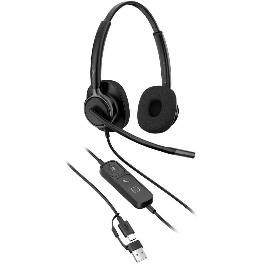 Poly Mission 425 Classic Stereo USB Headset – Comfortable Over-the-Head Design with Noise Cancellation and Wideband Audio