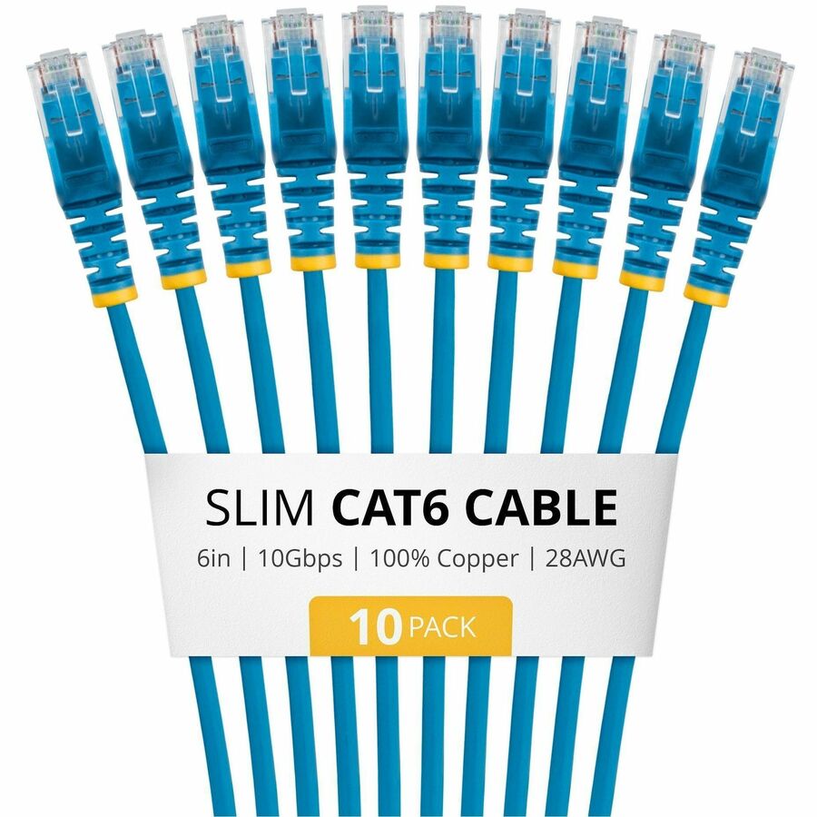 StarTech.com N6PAT6INBLS10PK Slim Cat6 Ethernet Patch Cable, Blue, 10-Pack