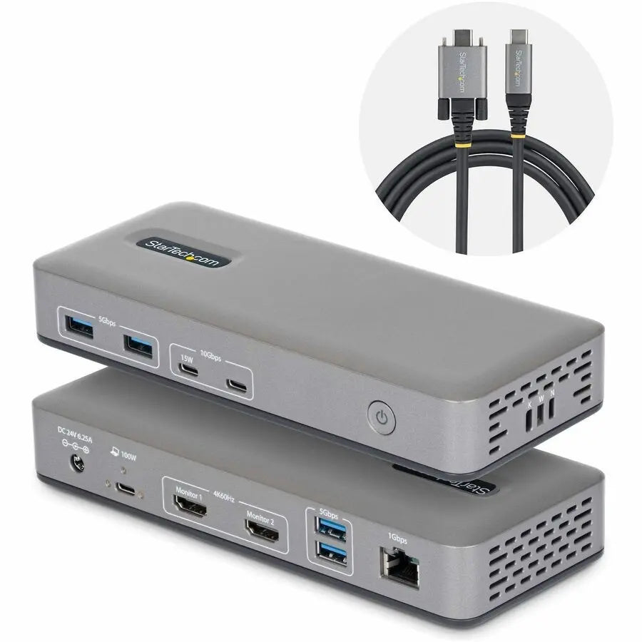 StarTech.com Dual-Monitor USB-C Docking Station with HDMI 4K@60Hz, 100W Power Delivery, and Gigabit Ethernet