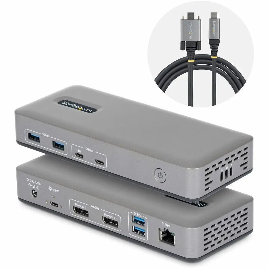 StarTech.com 201N-USBC-DOCK Dual 4K DisplayPort USB-C Docking Station with 100W Power, Ethernet, and Secure Mounting