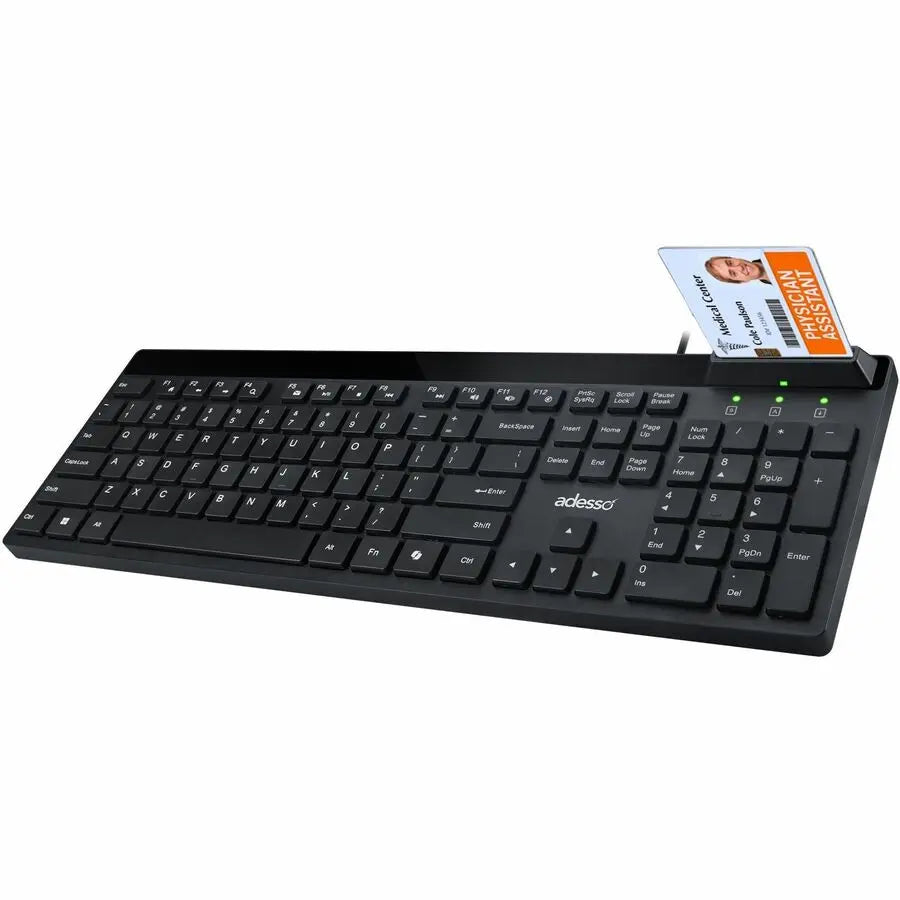 Adesso AKB-140SB Full-Size Desktop Keyboard with Built-In Smart Card Reader