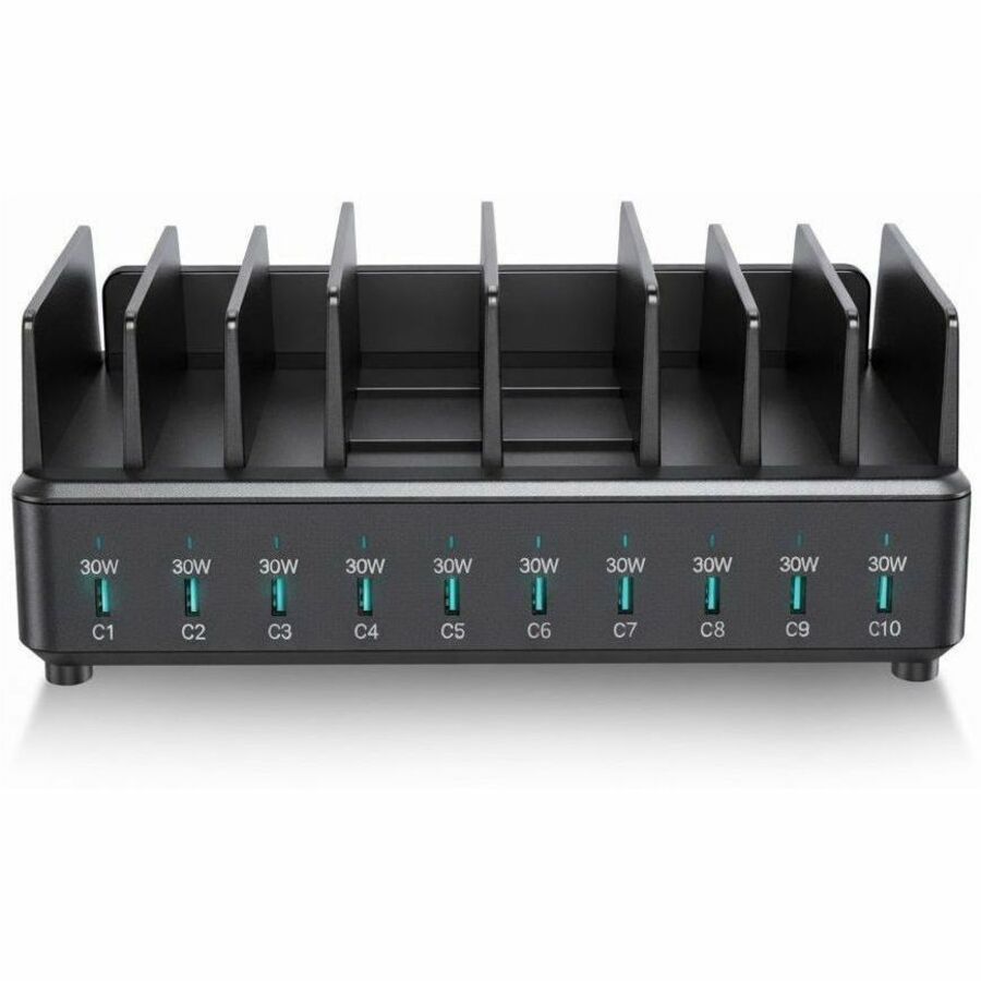 CODi 10 Port USB-C Charging Station with 300W Power Output and Ten 10-Inch Cables