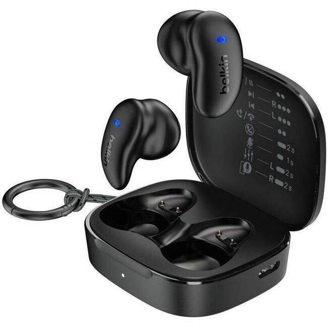 Belkin SoundForm Anywhere AUC014FQBK Wireless Earbuds with IPX4 Water Resistance and 26 Hour Battery Life