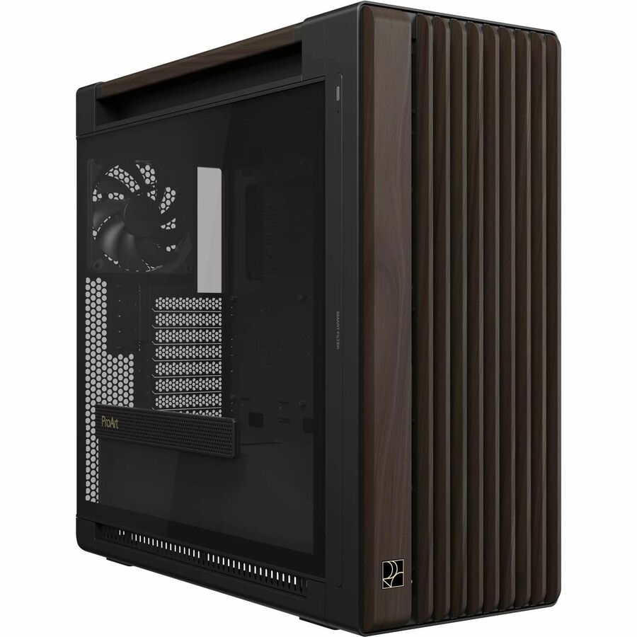 ASUS ProArt PA602 Wood Edition Modern Black Computer Case with Tempered Glass Panel