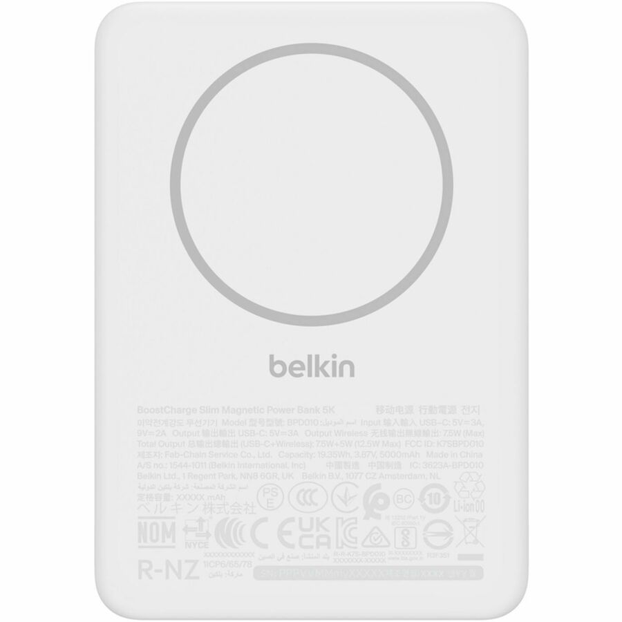 Belkin BoostCharge Slim Magnetic Power Bank 5K, White – BPD010FQWH