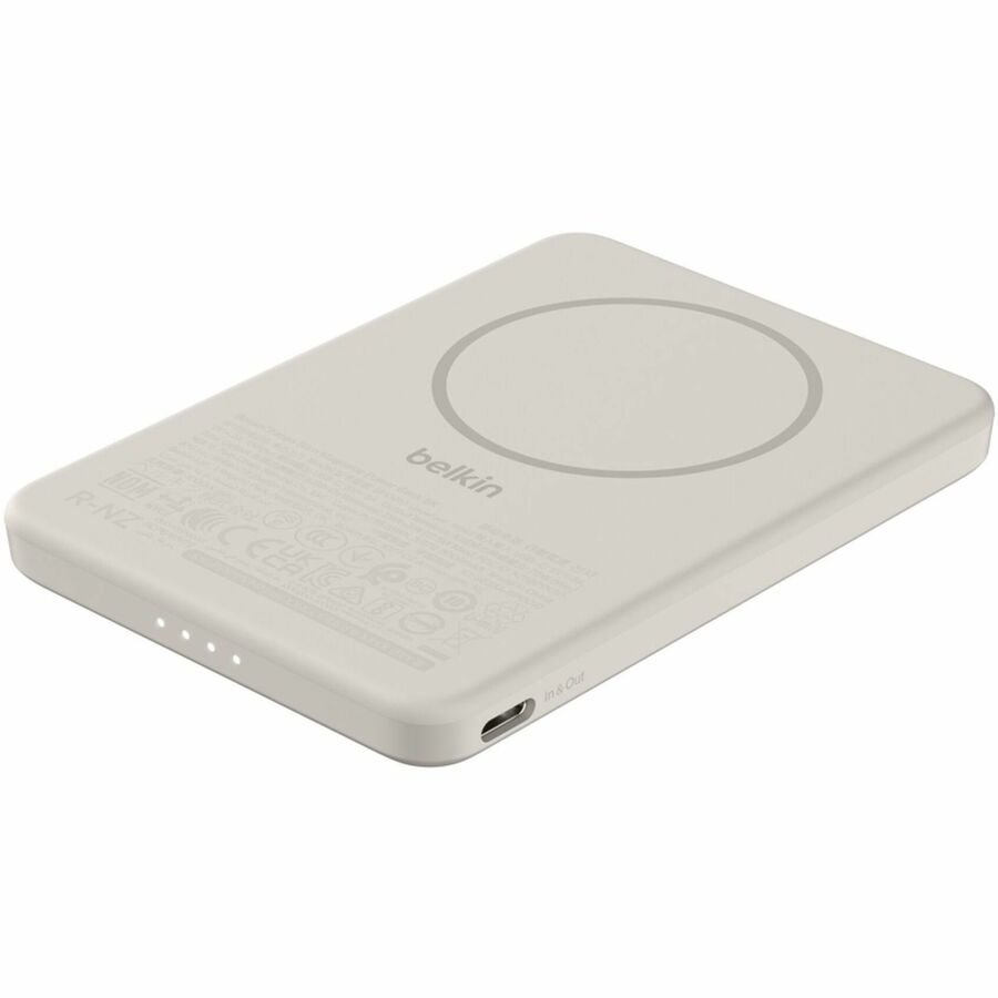 Belkin BoostCharge Slim Magnetic Power Bank 5K, 7.5W Wireless, 15W USB-C, Sand - BPD010FQSA