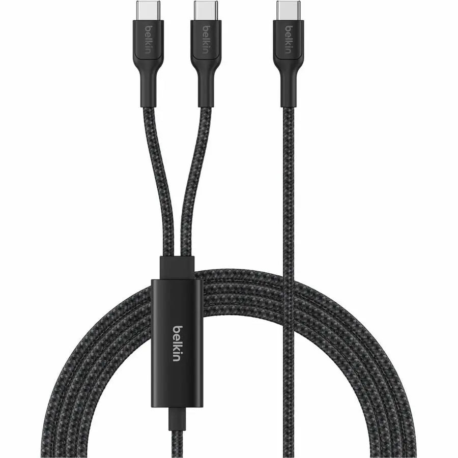 Belkin BoostCharge Pro Braided USB-C to Dual USB-C Cable 140W, 5ft/1.5m, Black