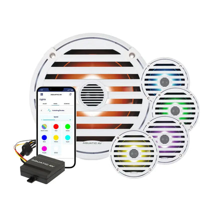 Aquatic AV ELITE 6.5-inch RGB Marine Speakers - White Pair