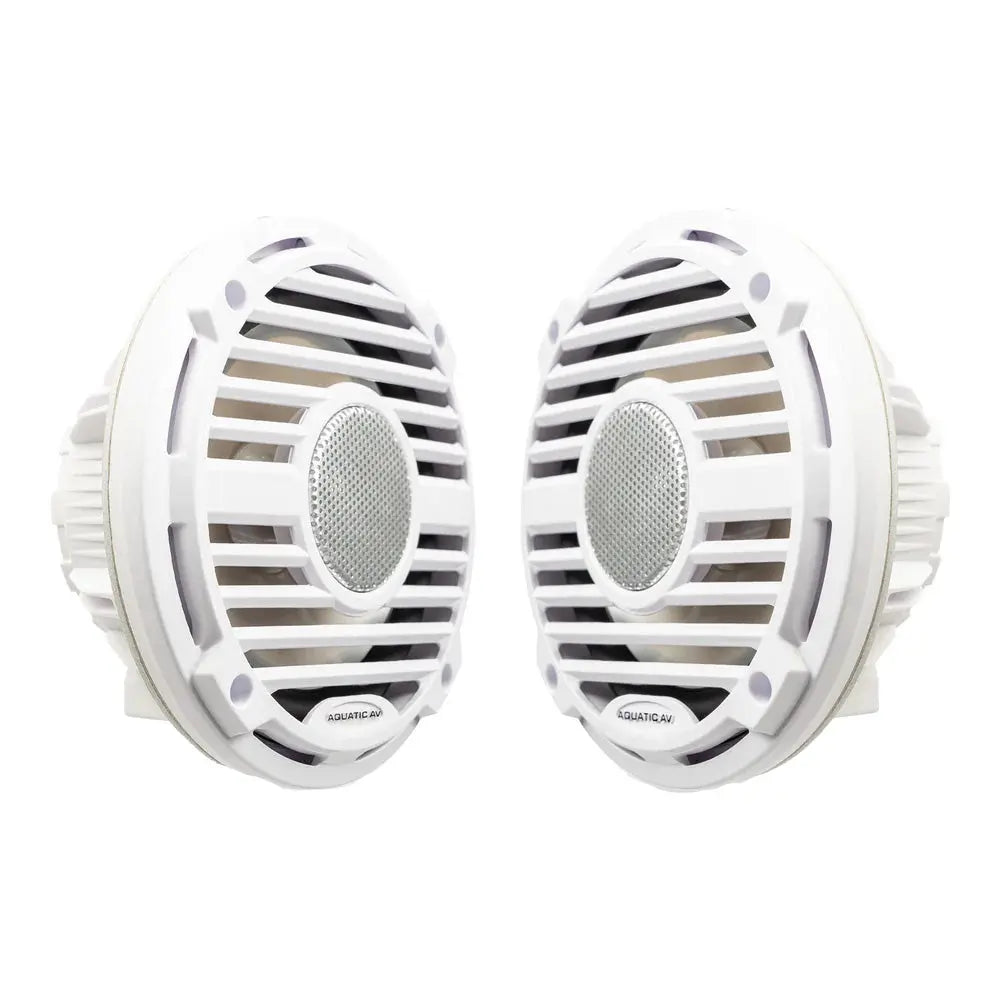 Aquatic AV PRO Classic 6.5 Inch Waterproof RGB Marine Speakers - White