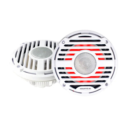 Aquatic AV PRO Classic 6.5 Inch Waterproof RGB Marine Speakers - White