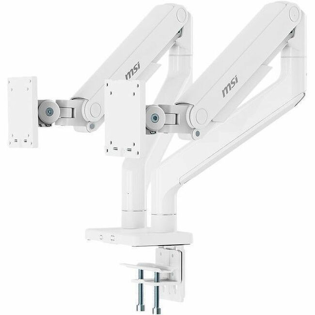 MSI MAGMT201DW Dual Monitor Mounting Kit - Matte White, Full-Motion Desk Mount with VESA Compatibility and Cable Management