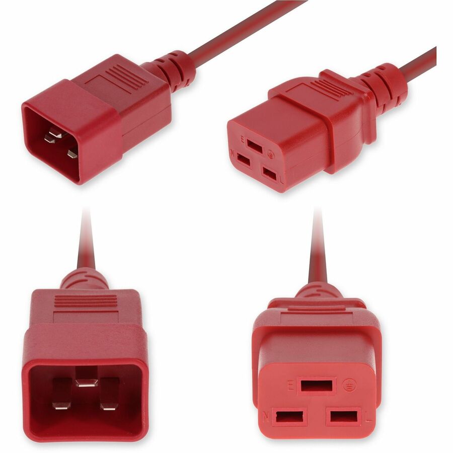 AddOn 6 ft C20 to C19 12 AWG 250V Red Standard Power Cord, ADD-C202C19C12G6FRD
