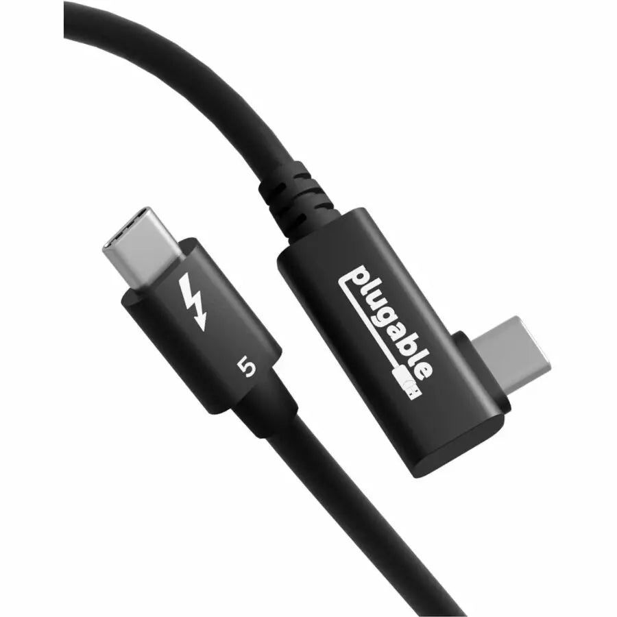 Plugable Thunderbolt 5 Cable with Right Angle Connector – 80Gbps Data Transfer and 240W Charging