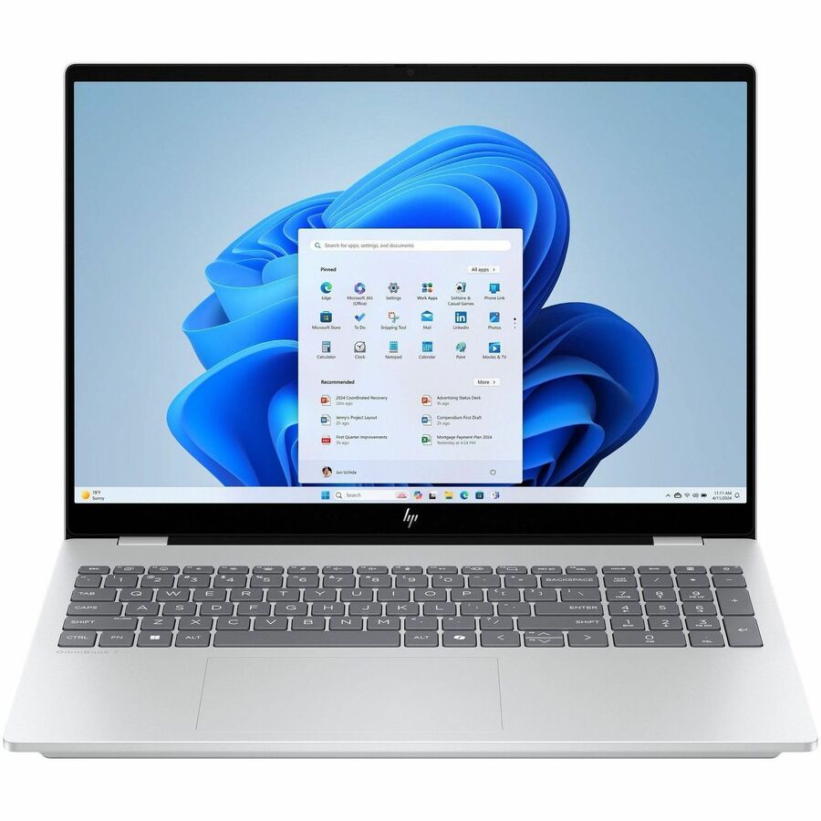 HP OmniBook 7 16-inch AI Laptop with Intel Core Ultra 7 and NVIDIA GeForce RTX 4050 - Glacier Silver Aluminum