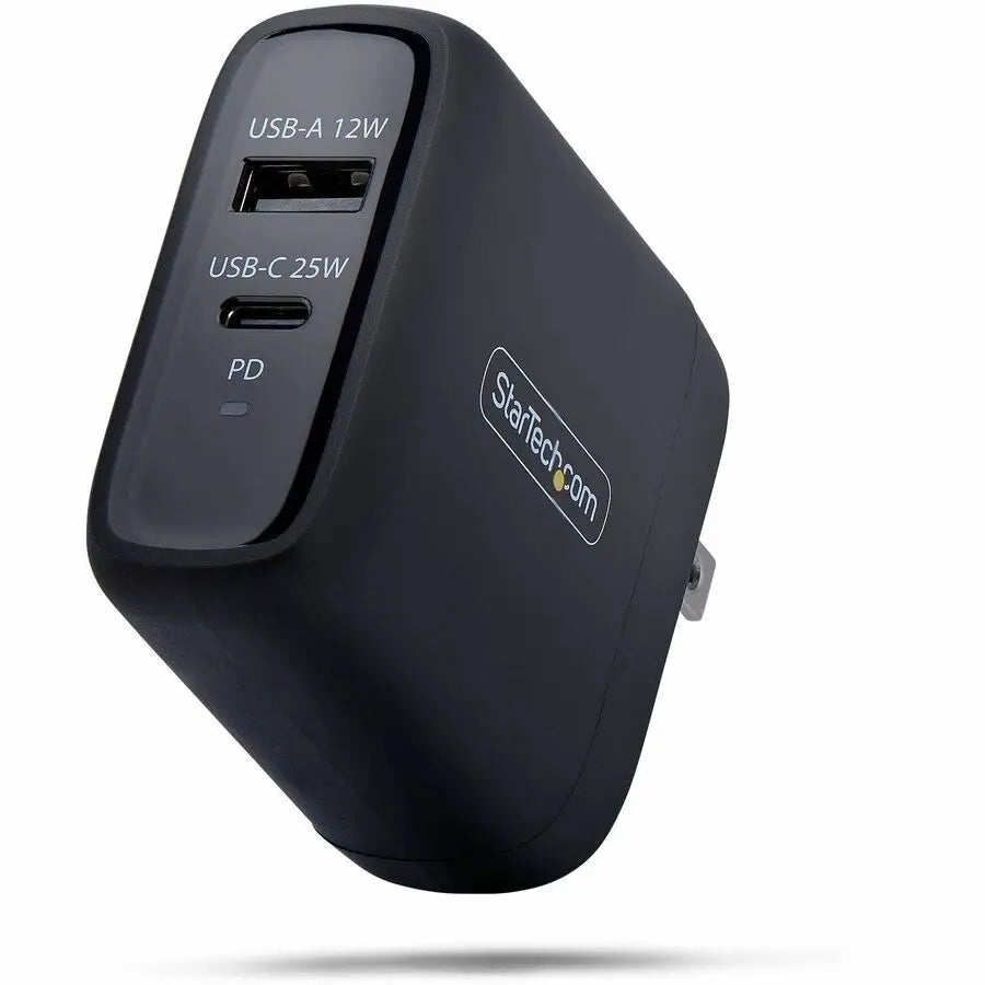 StarTech.com 37W USB-C & USB-A Wall Charger – Compact Fast Charging for MacBook Neo, iPhone, Samsung & More