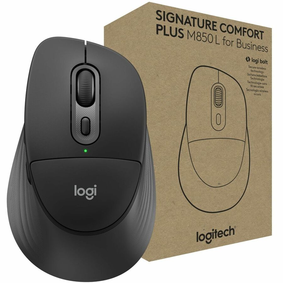 Logitech Signature Comfort Plus M850 L Wireless Mouse for Business - Sculpted Design with Palm Cushion, Silent Clicks, Multi-Device Connectivity, Compatible with Windows, Mac, and ChromeOS